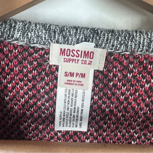 Mossimo Blanket Sweater Poncho Womens Size A/M Fringe Boho Western Grey Red - Picture 4 of 6